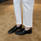 Damen Mokassins mit kreativem Rüschendetail und eleganter Oberflächenstruktur