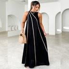 Damen Maxikleid mit elegantem Schnitt und detaillierter Kontrastnaht R&B