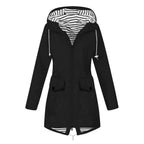 Damen Outdoor-Jacke mit verstellbarem Kapuzenkragen und dekorativen Taschen R&B