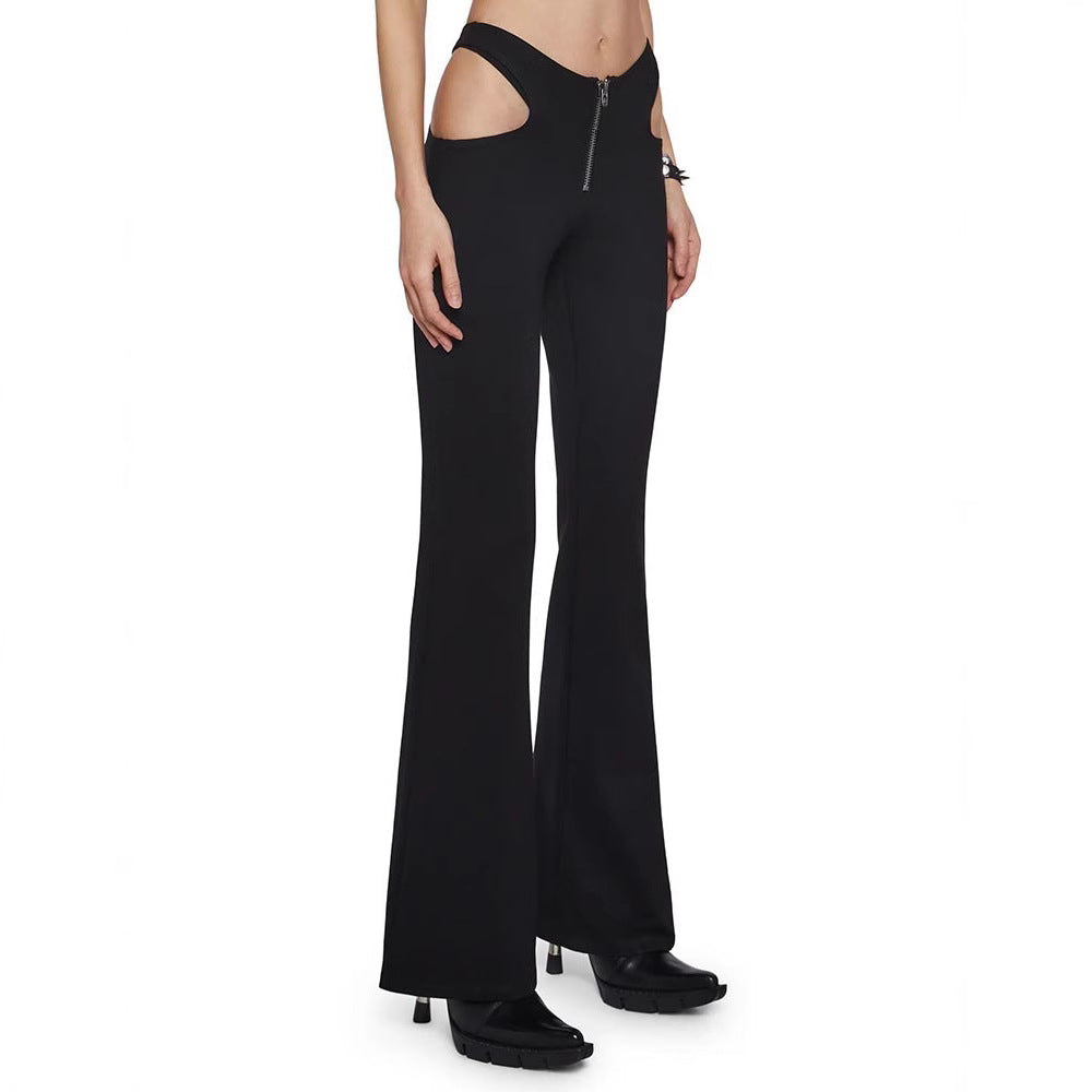 Damen Figurbetonte Schlaghose mit seitlichen Cut-Outs R&B