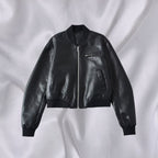 Damen Kunstleder Bomberjacke mit elastischem Abschluss und praktischen Taschen R&B