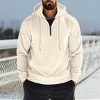 Herren Sportlicher Kapuzenpullover mit kurzem Reißverschluss und atmungsaktiven Einsätzen R&B