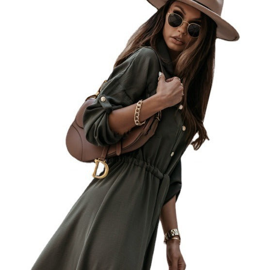Damen Midi-Kleid mit hochwertigem Strukturdesign und eleganten Knopfdetails R&B