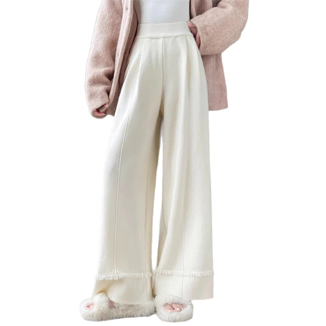 Damen Elegante, weit geschnittene Hose mit Fransen R&B