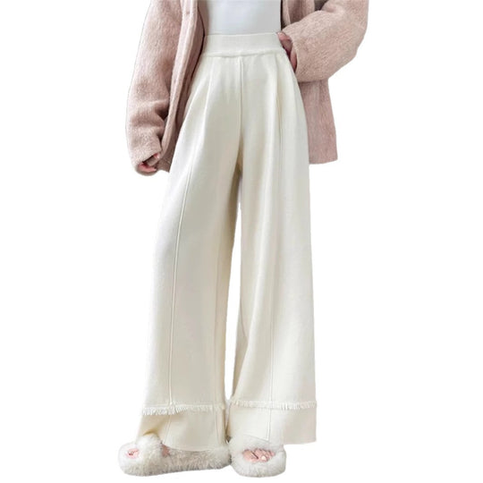 Damen Elegante, weit geschnittene Hose mit Fransen R&B