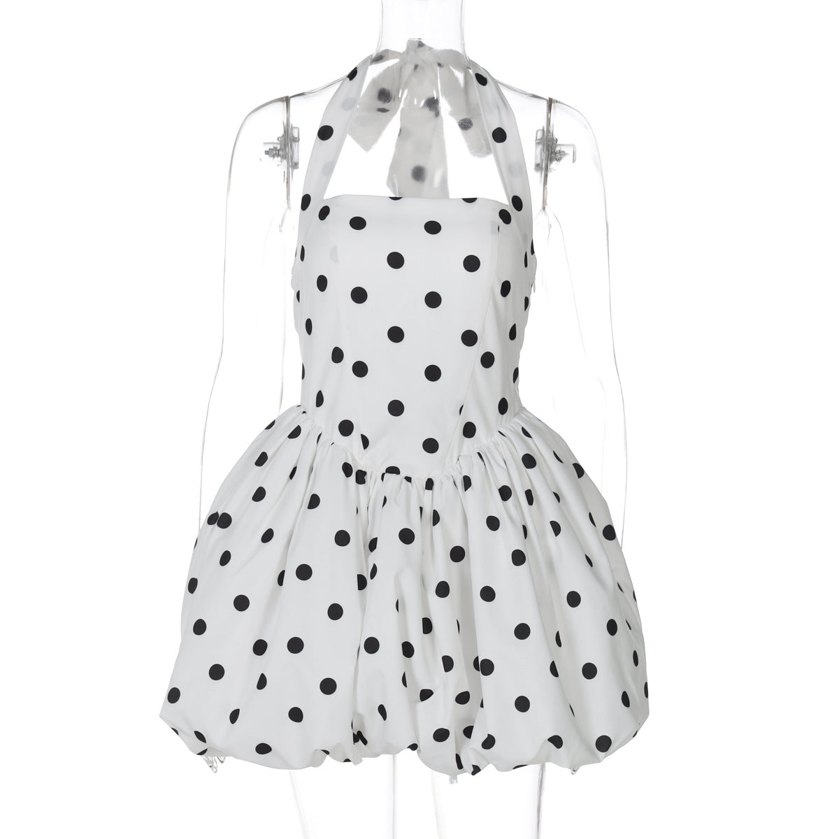Damen Babydoll Kleid mit Punkten R&B