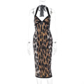 Damen Rockabilly Kleid mit Halterneck-Design und trendigem Animalprint R&B