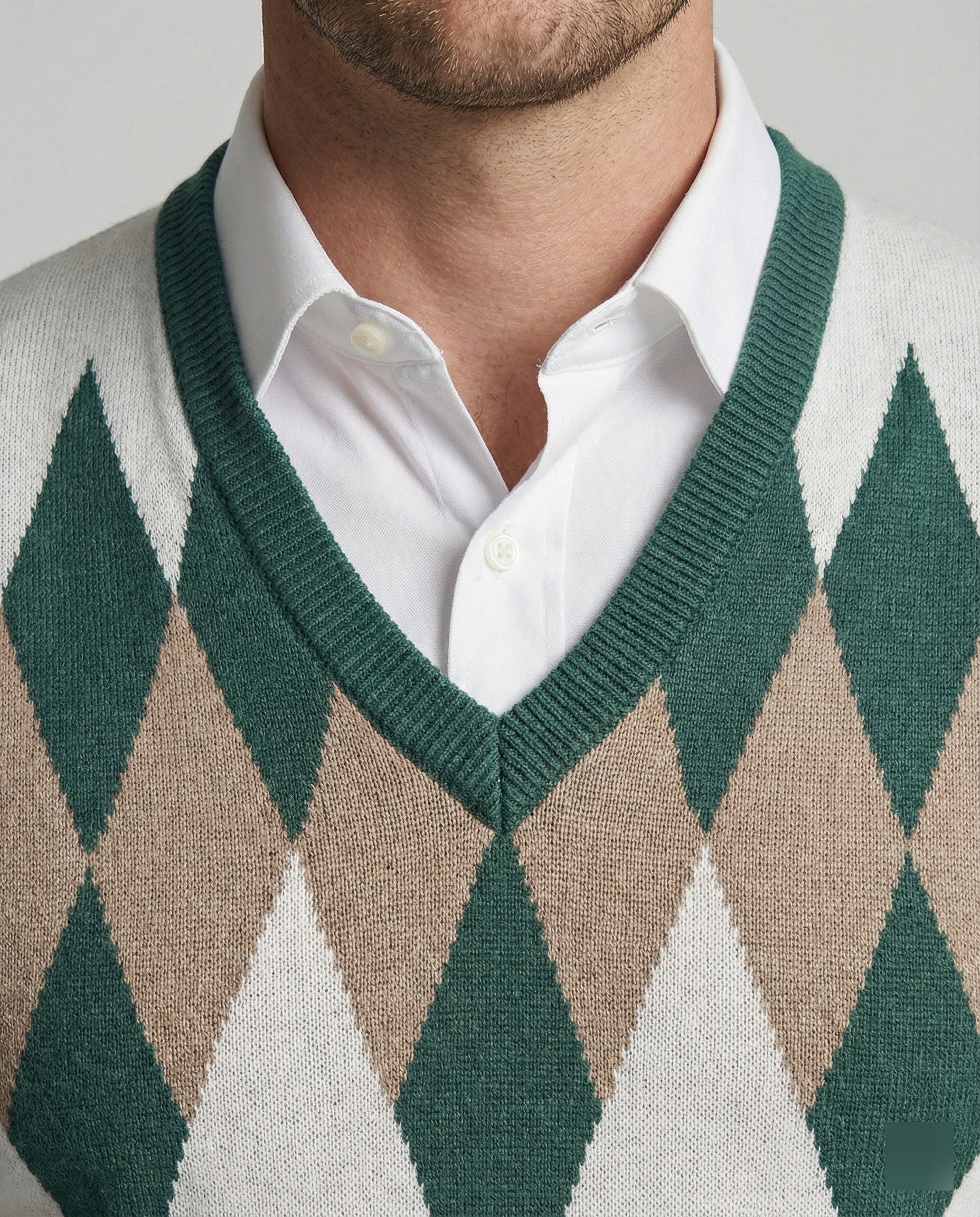 Herren ärmelloser Strickpullover im eleganten Diamantmuster R&B