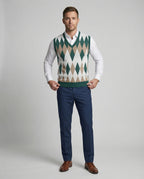 Herren ärmelloser Strickpullover im eleganten Diamantmuster R&B