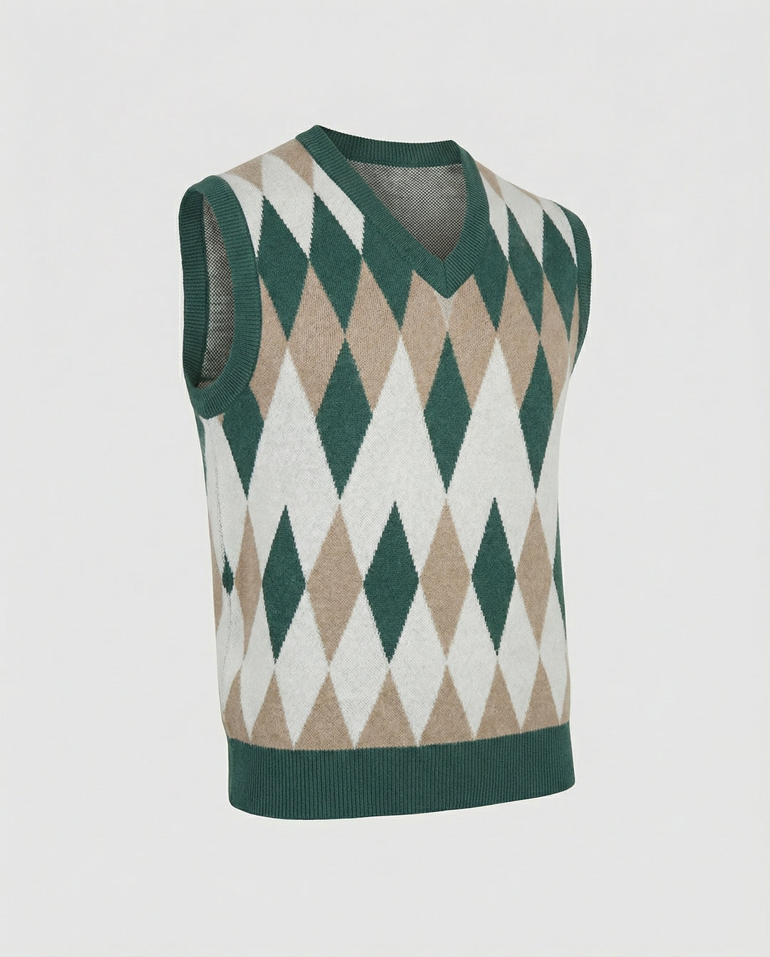 Herren ärmelloser Strickpullover im eleganten Diamantmuster R&B