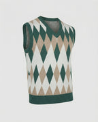 Herren ärmelloser Strickpullover im eleganten Diamantmuster R&B