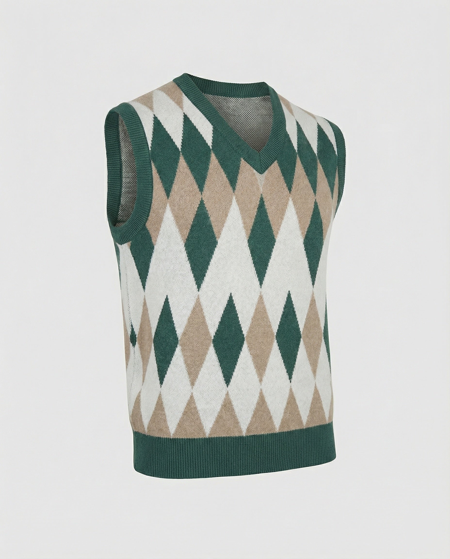 Herren ärmelloser Strickpullover im eleganten Diamantmuster R&B