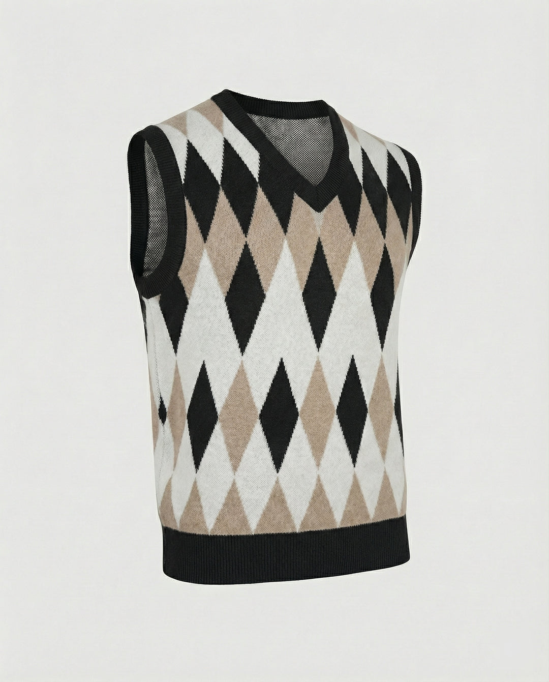 Herren ärmelloser Strickpullover im eleganten Diamantmuster R&B
