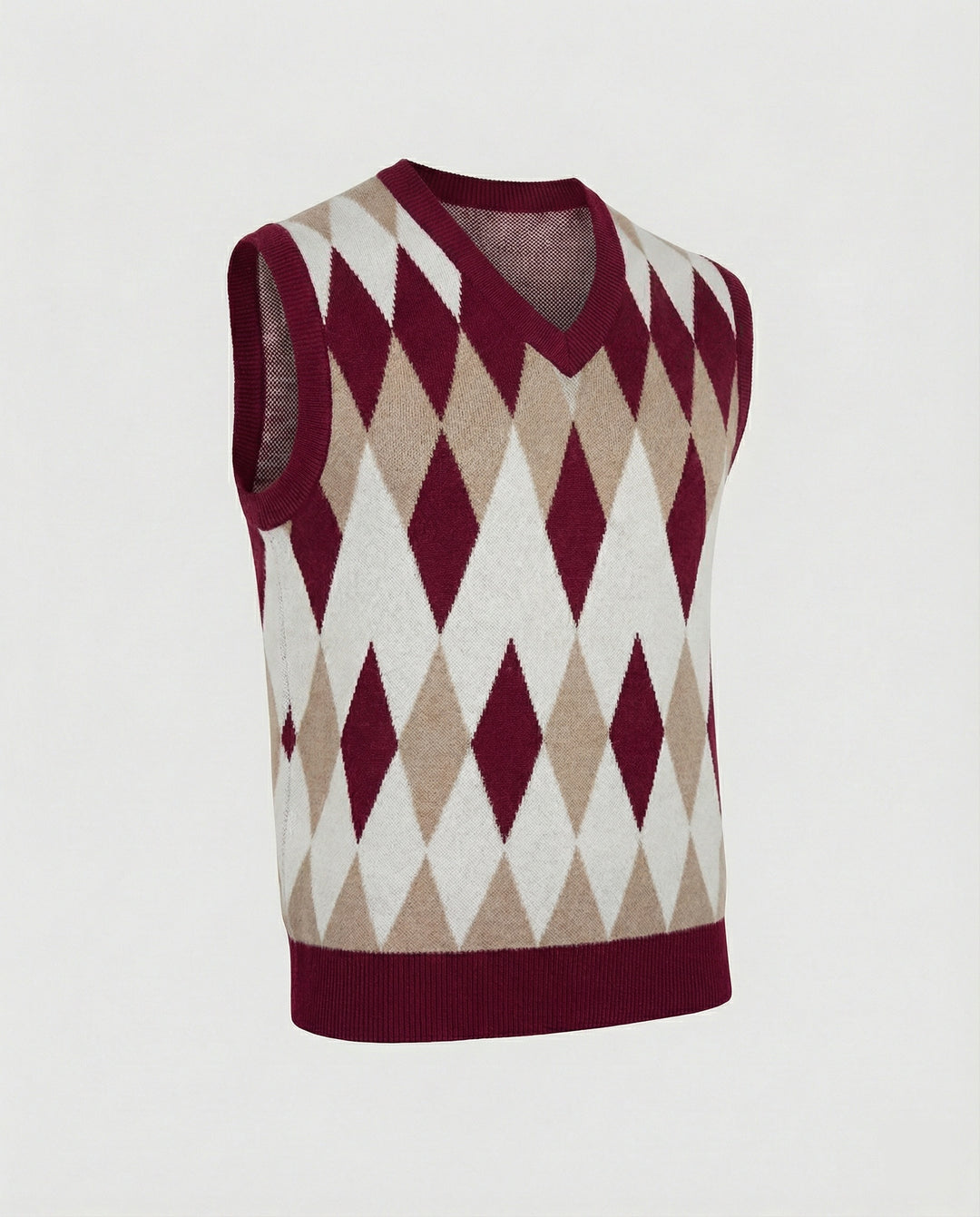Herren ärmelloser Strickpullover im eleganten Diamantmuster R&B