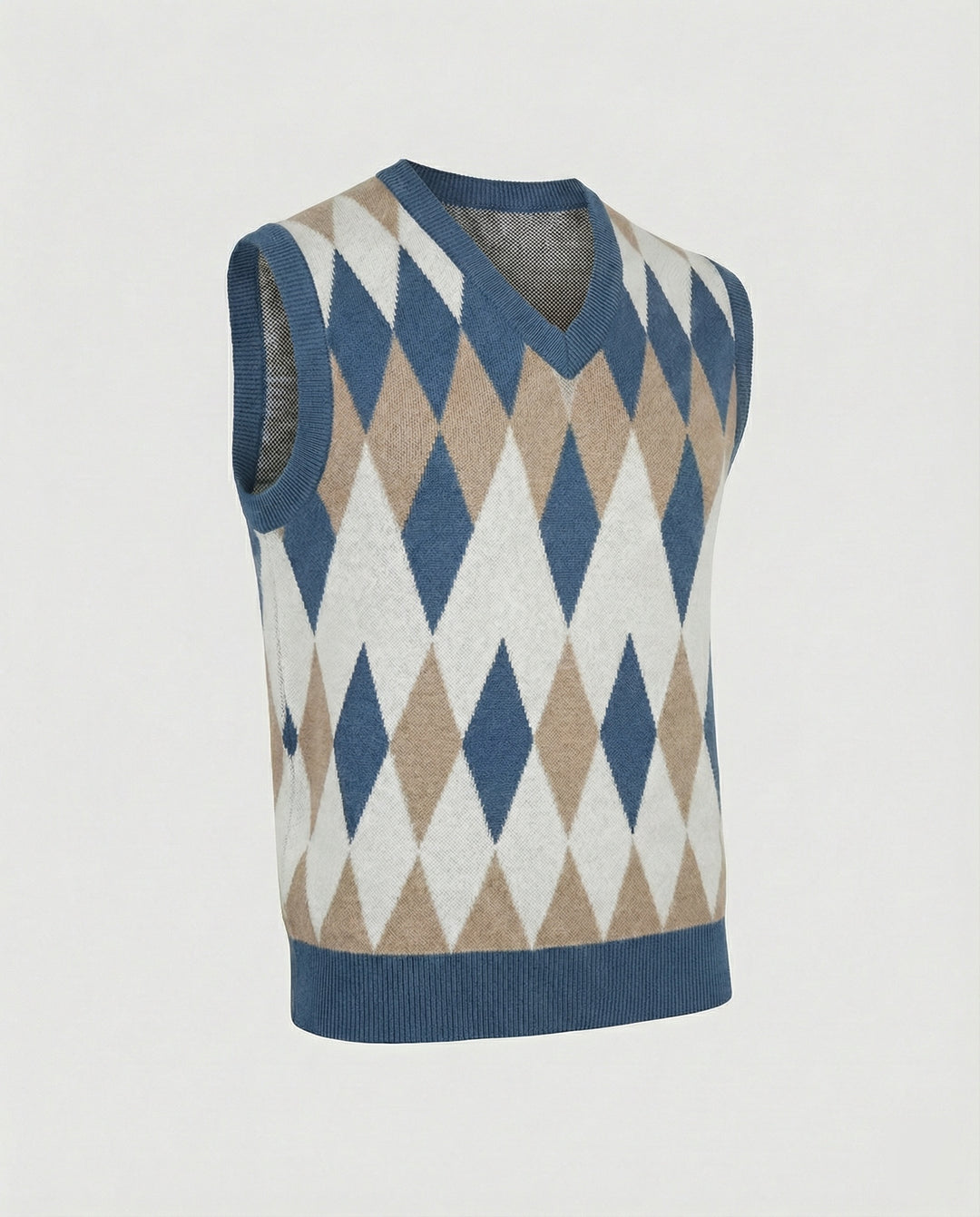 Herren ärmelloser Strickpullover im eleganten Diamantmuster R&B