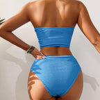 Damen Crop-Bikini-Set mit strukturierter Textur R&B