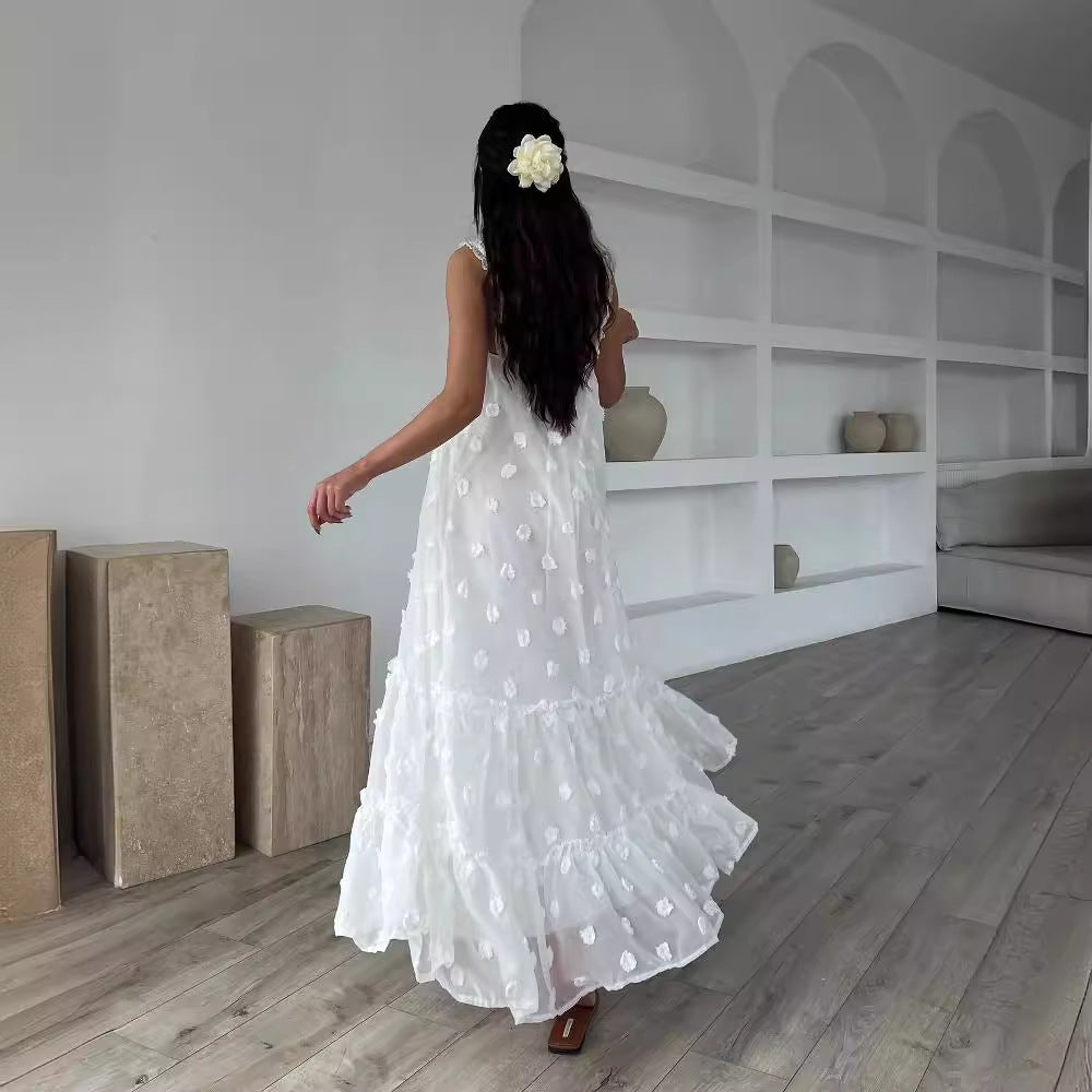 Damen Sommerliches Maxikleid mit floralem Relief und voluminösem Saum R&B