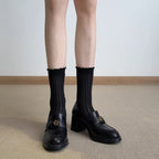 Damen elegante Loafers mit dekorativen Schnallen und komfortablem Absatz R&B