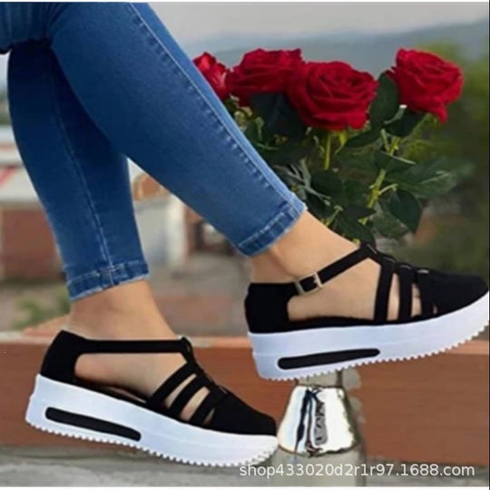 Damen Sportliche Plateau-Sneaker mit offenen Riemen R&B