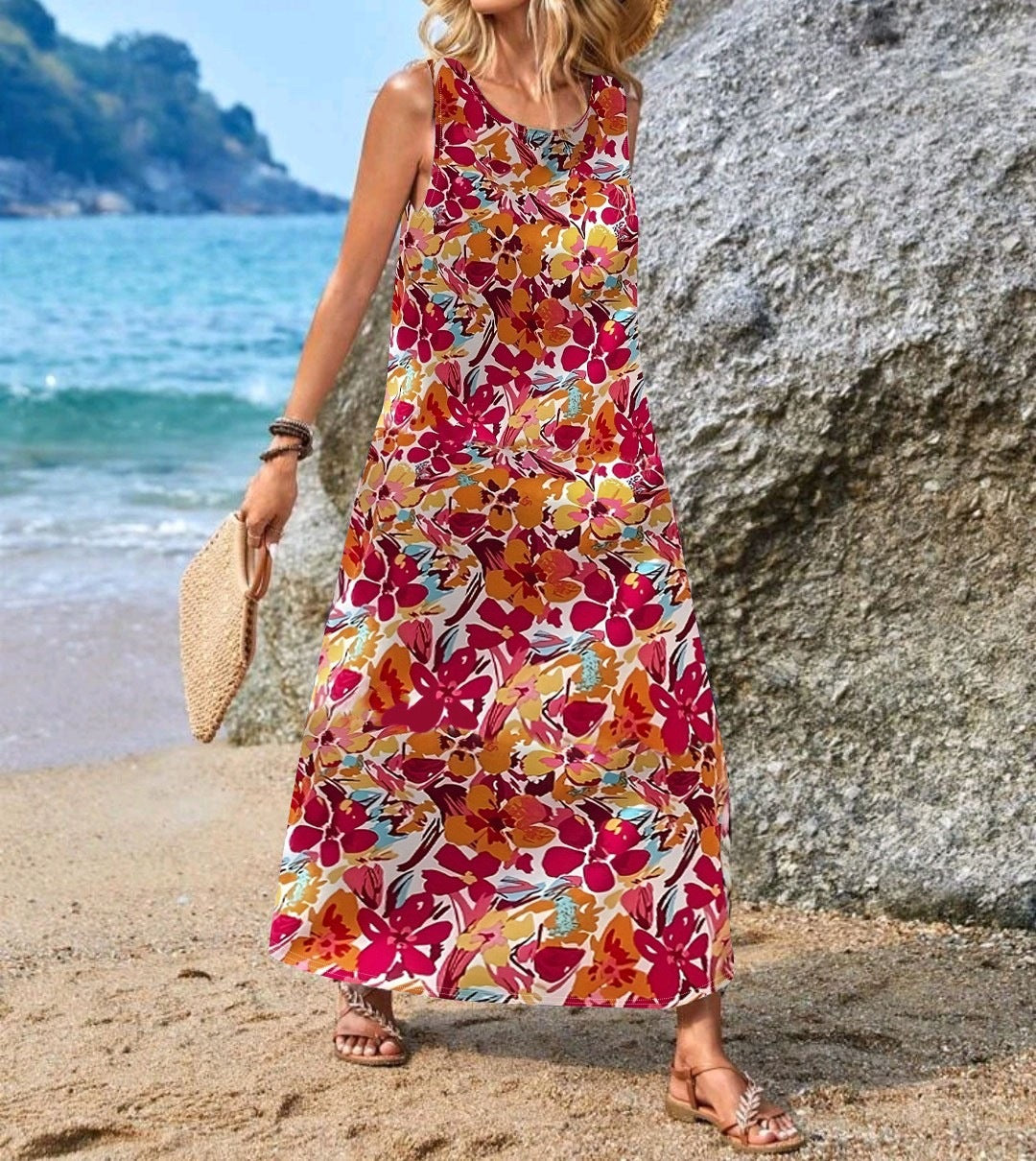 Damen Maxikleid mit einzigartigen Schmetterlingsdruck R&B