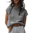 Damen lässiger Strickpullover mit strukturierter Oberfläche und Brusttasche R&B