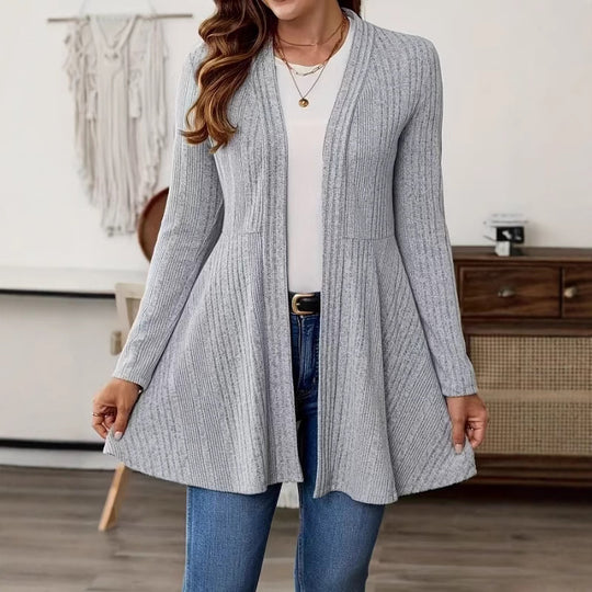 Damen Lange Strickjacke mit schwingendem Saum R&B
