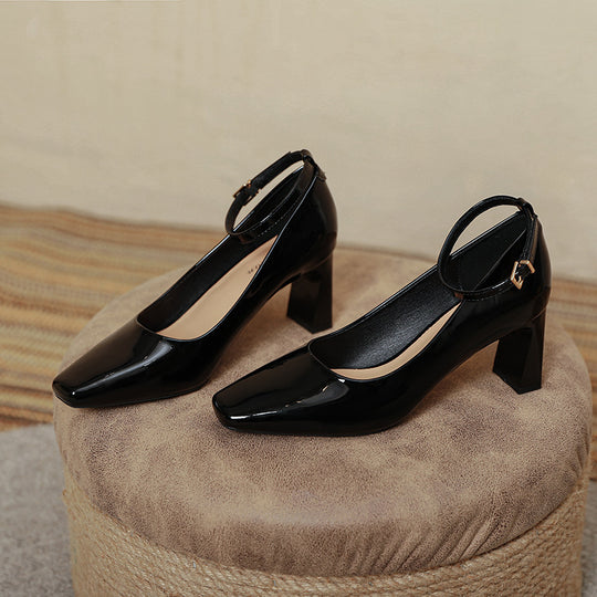 Damen elegante Slingback-Pumps mit robustem Blockabsatz und raffiniertem Riemen R&B