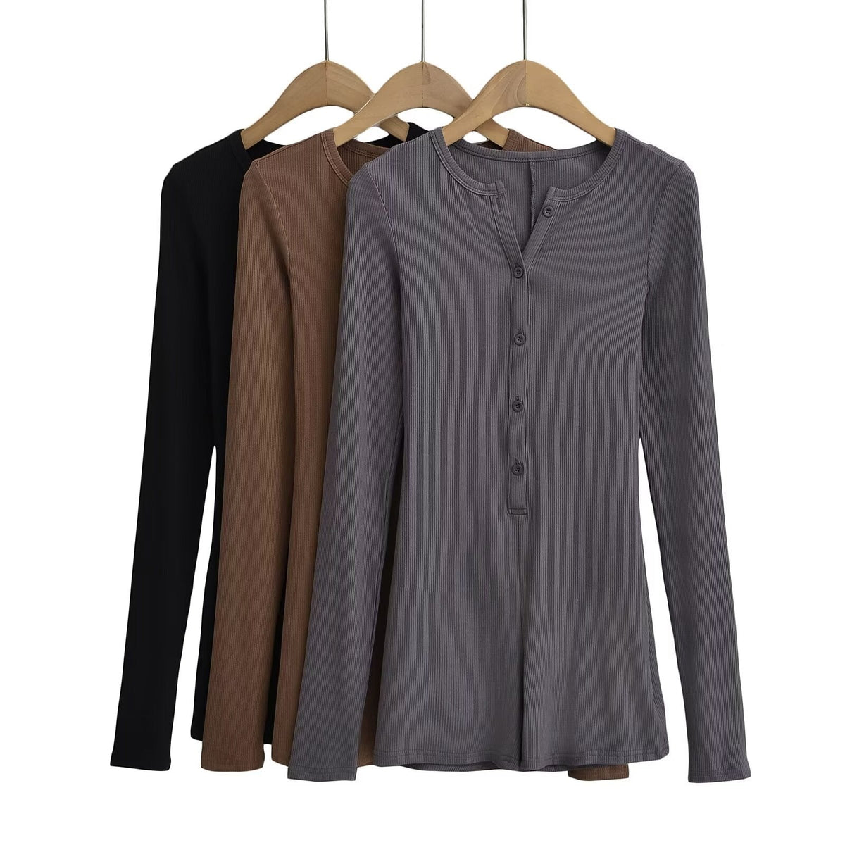 Damen Langarm-Jumpsuit mit Knopfverschluss