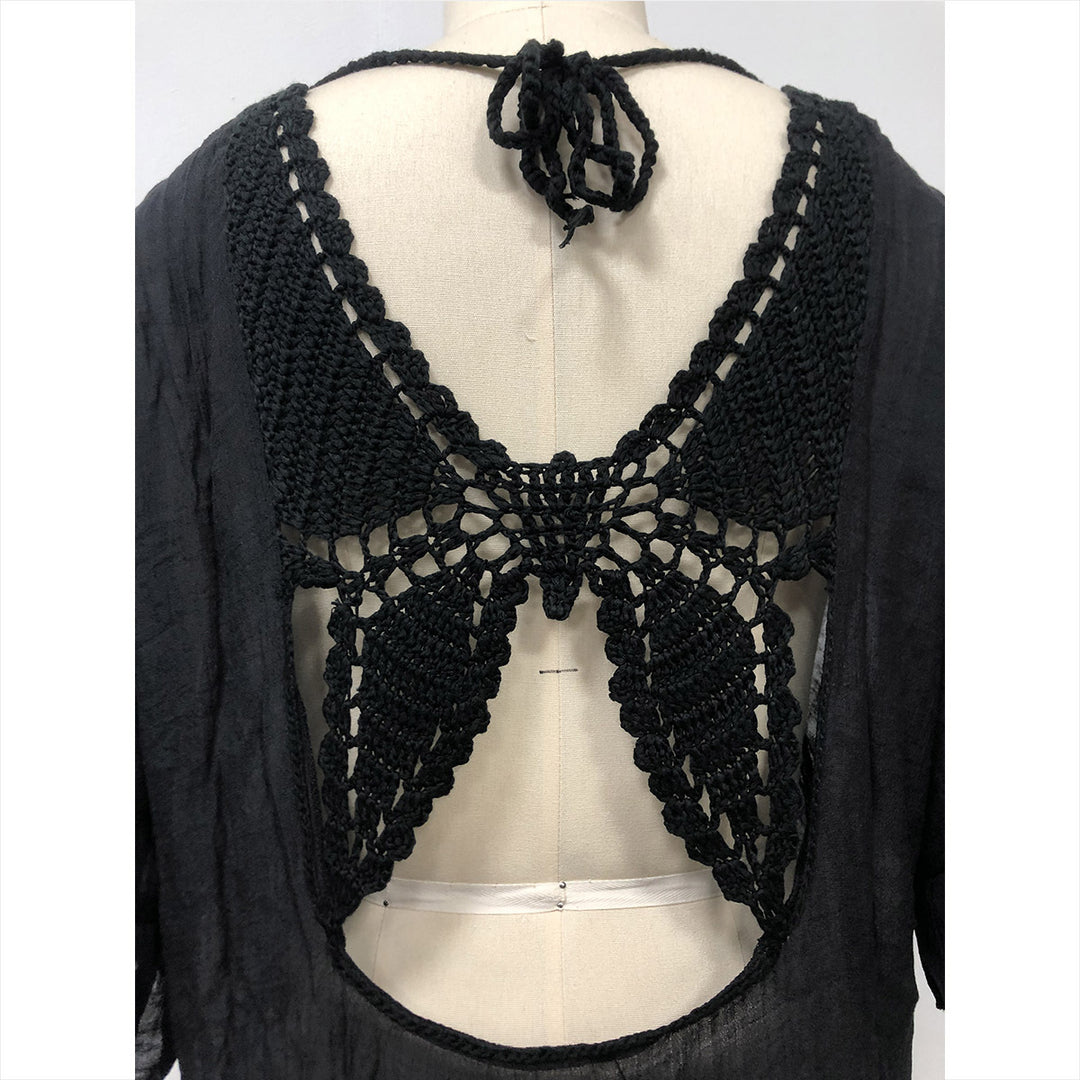 Damen lässiges Strandkleid mit V-Ausschnitt und Rüschensäumen R&B