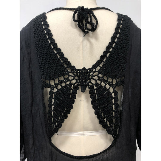 Damen lässiges Strandkleid mit V-Ausschnitt und Rüschensäumen R&B