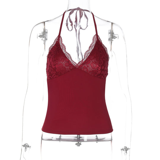 Damen Spitzen-Haltertop mit eleganten Raffungselementen R&B