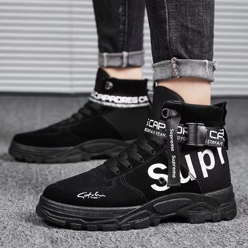 Damen Trendige High-Top Sneakers mit verstellbarem Knöchelriemen R&B