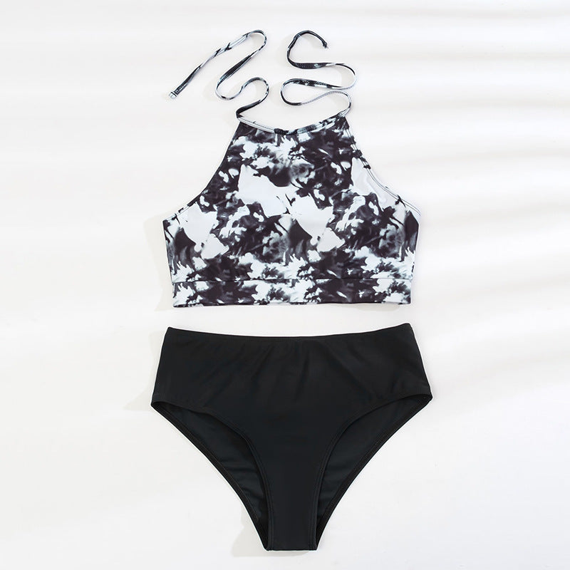 Damen Hochtailliertes Bikini-Set mit sportlichem Crop-Top und tief geschnittenem Höschen R&B
