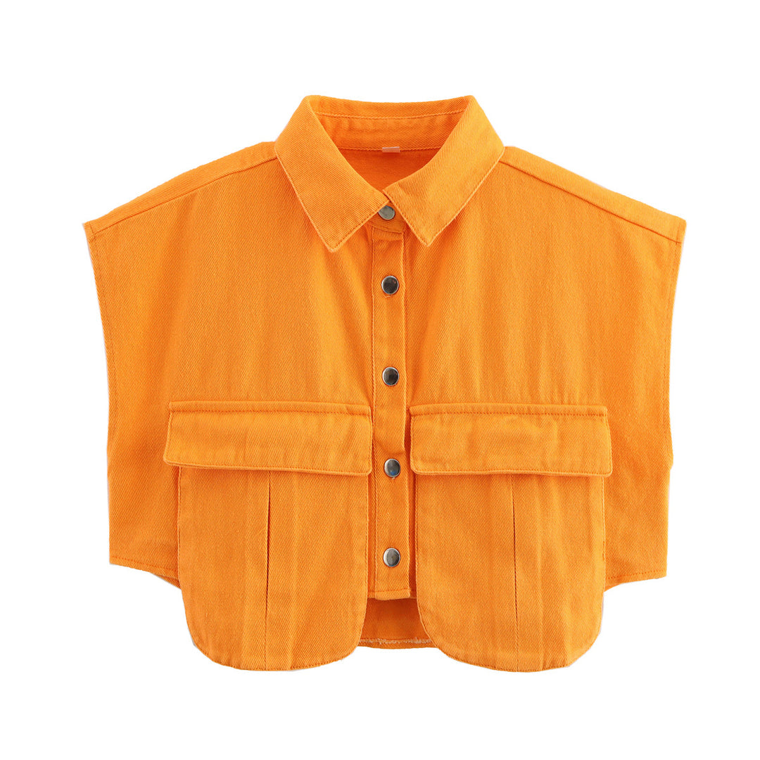 Damen ärmellose Utility-Bluse mit Taschen R&B