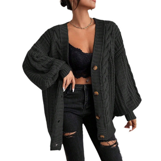 Damen Strickjacke mit oversized Passform und Zopfmuster R&B