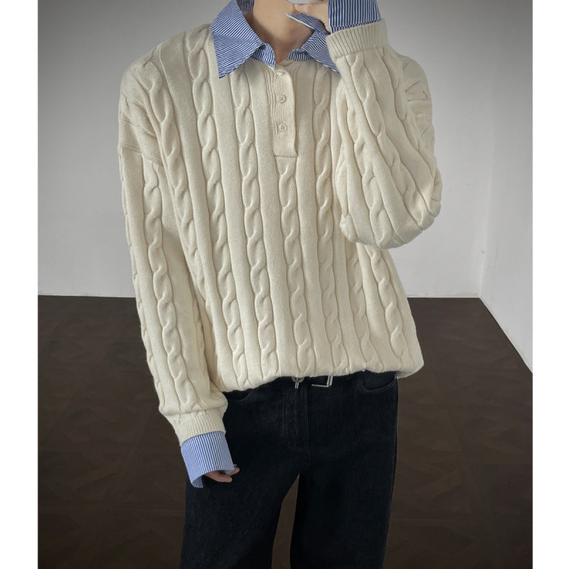 Damen Strickpullover mit hochwertigem Kabelmuster und Kragen R&B
