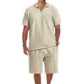 Herren lässiges Kurzarm-Polohemd und Shorts-Set aus atmungsaktivem Stoff R&B