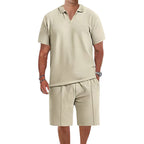 Herren lässiges Kurzarm-Polohemd und Shorts-Set aus atmungsaktivem Stoff R&B