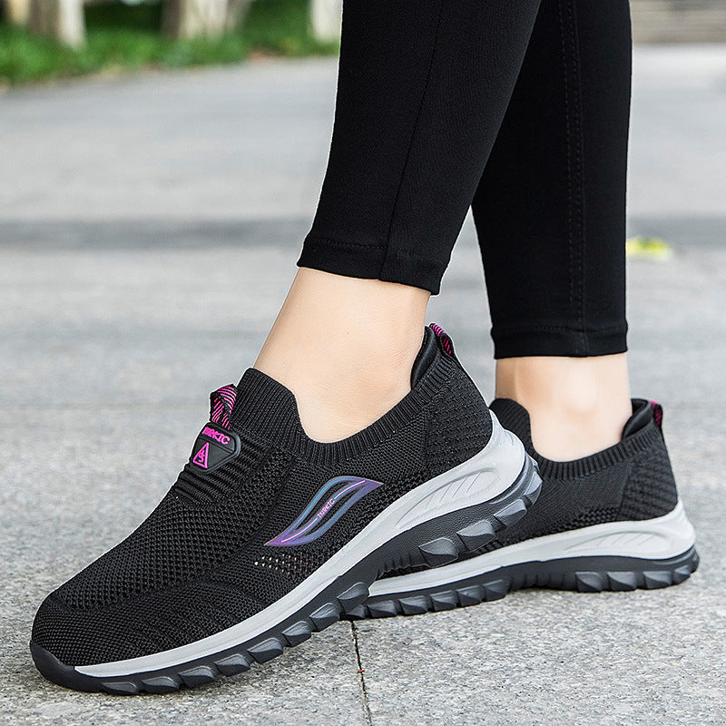 Damen Komfortable Slip-On Sneakers mit flexiblem Strickoberteil R&B