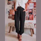 Damen Bequeme und legere Hose mit elastischem Bund und vielseitigen Taschen R&B