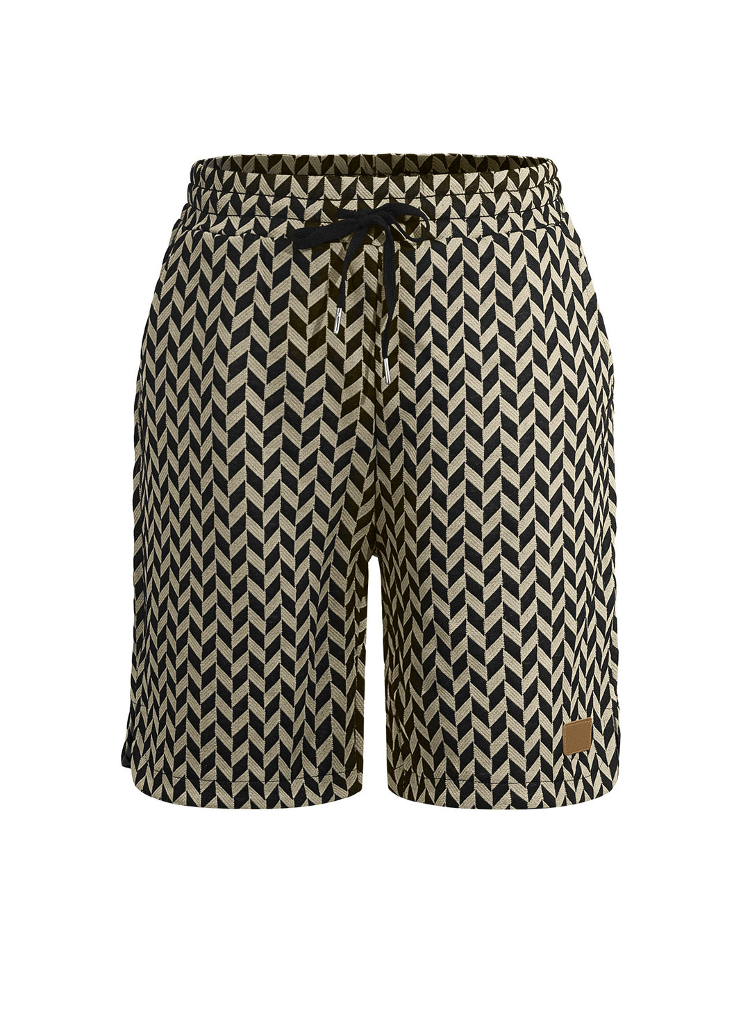 Damen nan Jacquard-Shorts mit elastischem Komfortbund, Tunnelzug und Fischgrätmuster R&B