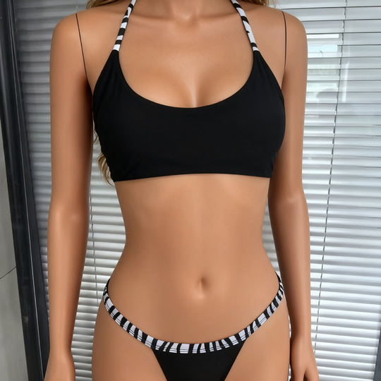 Damen Sportlicher Bikini mit innovativem Streifendesign R&B