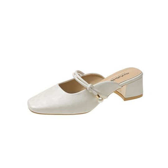 Damen modische Mules mit schicker Perlenapplikation und elegantem Blockabsatz R&B