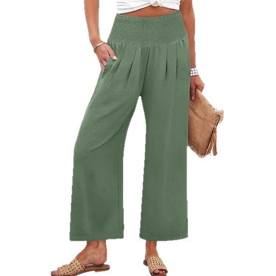 Damen Weite Culotte-Hose mit elastischem Bund und Falten R&B