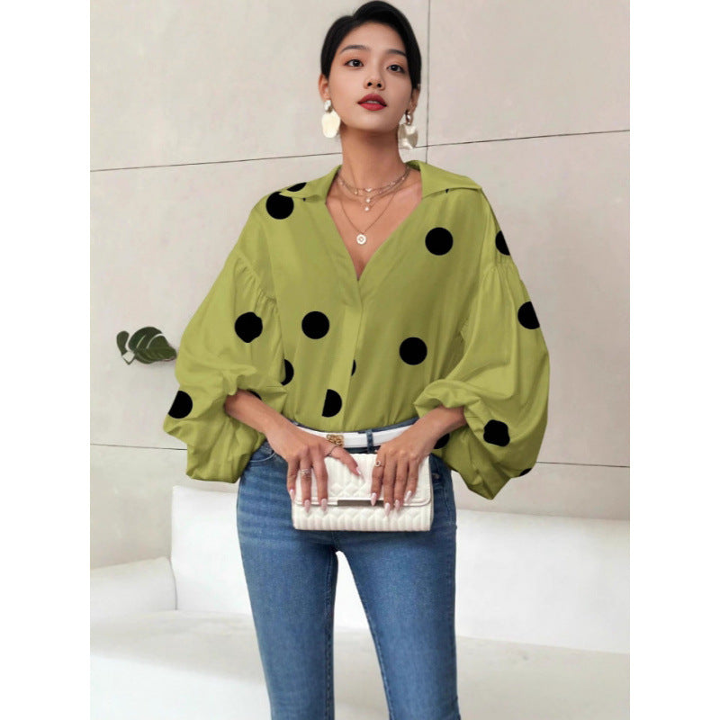 Damen Bluse mit voluminösen Ballonärmeln und elegantem Kragen R&B