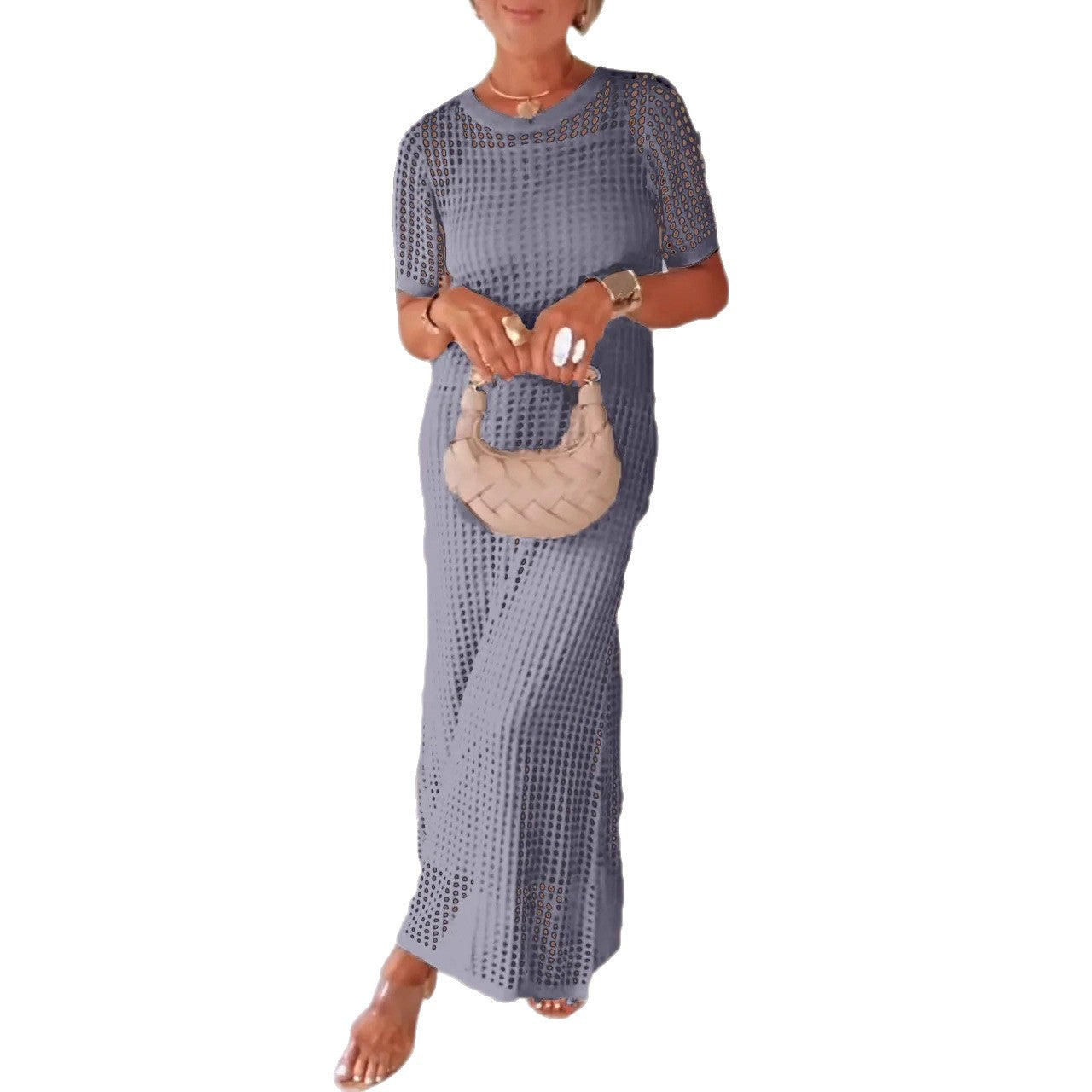 Frauen Elegante Mesh Maxi Kleid R&B