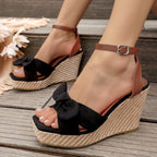 Damen Wedge-Sandaletten mit dekorativem Schleifen-Design und komfortablem Fußbett R&B