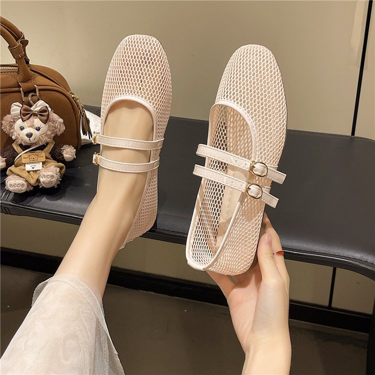 Damen atmungsaktive Ballerinas mit Doppelschnalle R&B