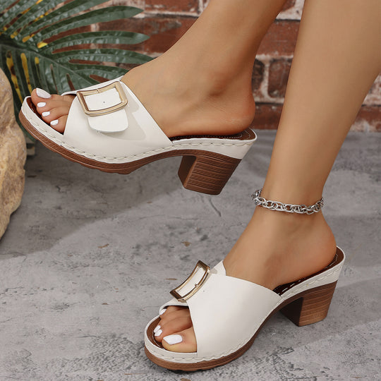 Damen Wedge-Pantoletten mit eleganter Schnallenverzierung R&B