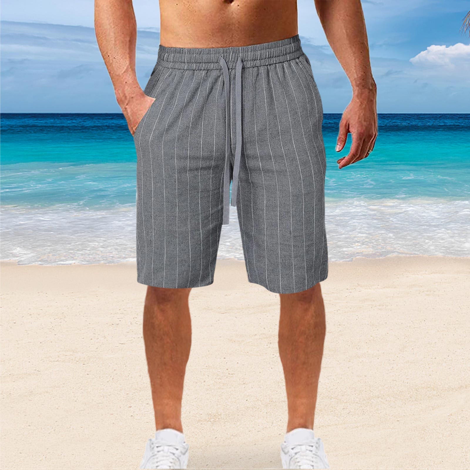 Herren komfortable Freizeithosen mit elastischem Bund und seitlichen Taschen R&B